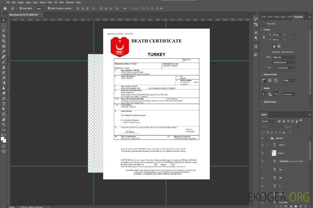 Modèle Word et PDF de certificat de décès d'état civil en Turquie template Modèle Word et PDF de certificat de décès d'état civil en Turquie template